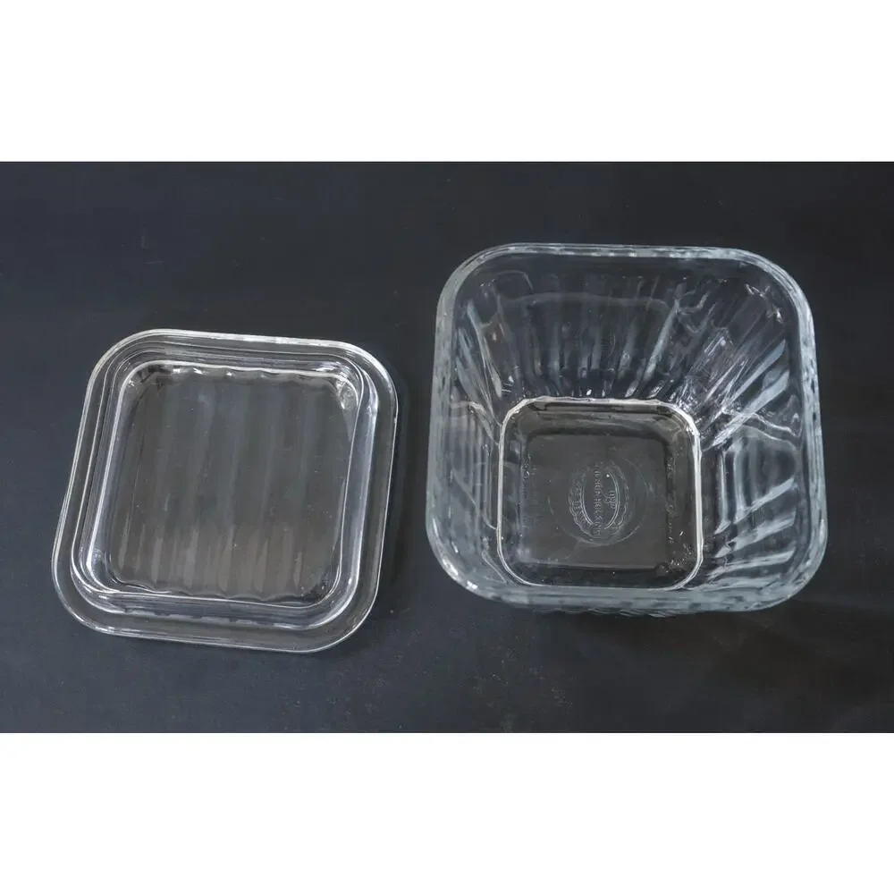 Vintage 2003 Anchor Hocking Square Ribbed Refrigerator Dish Retro Cottage Farm